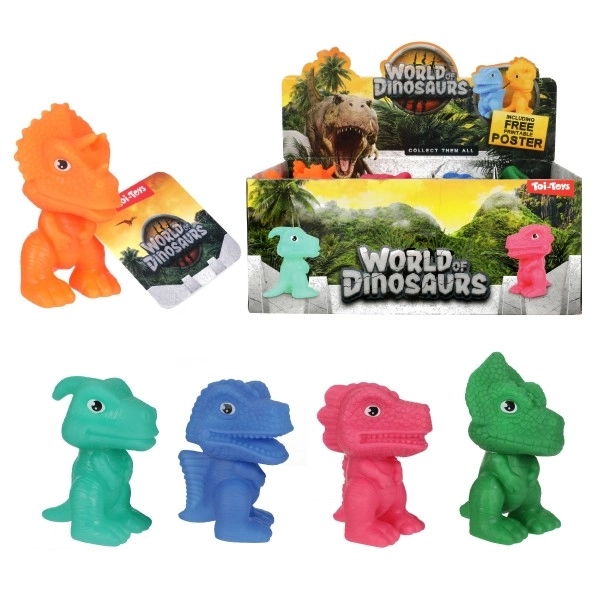 Gummi dinosaur 8cm - 5 typer i boks