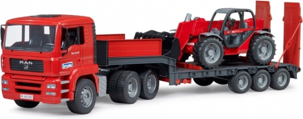 lastbil med trailer MAN TGA og teleskoplæsser Manitou 1:16