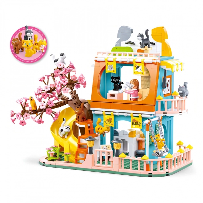 Sluban Girls Dream M38-B1089 Hus med ni katte