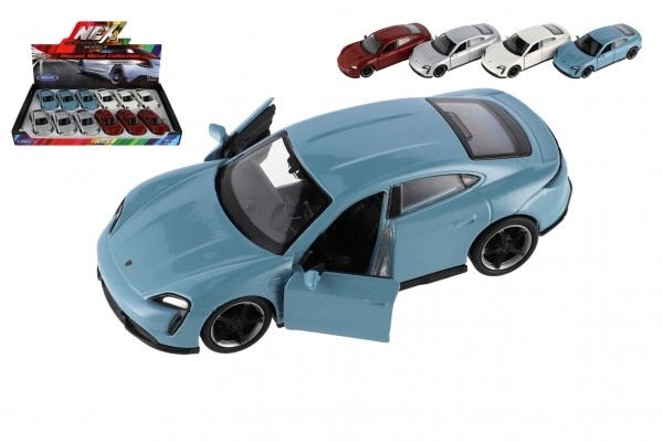 Auto Welly Porsche Taycan Turbo S metal/plast 12cm 4 farver med tilbagespoling 12 stk i kassen