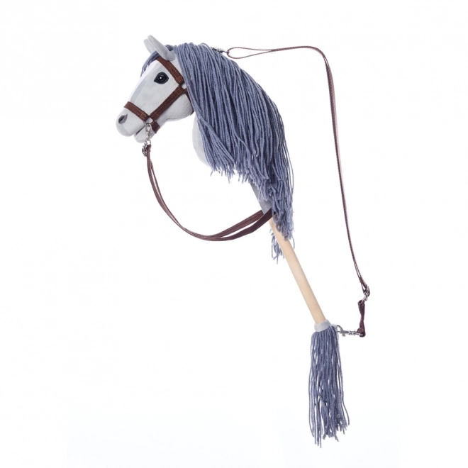 HOPPIHORSE hest på pind hobbyhest størrelse A4 grå
