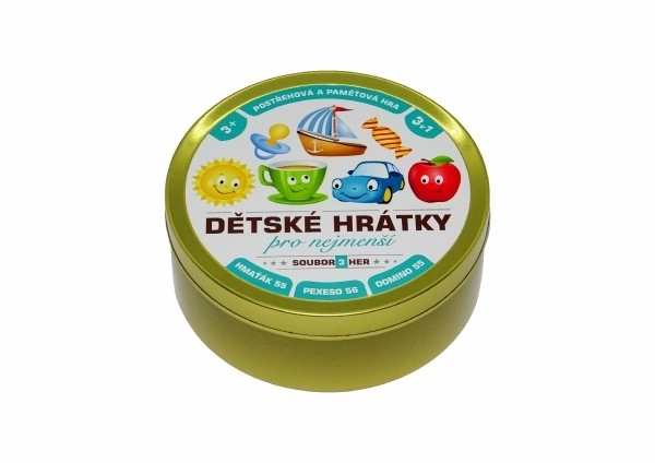 Børns lege for de mindste 3-i-1 brætspil i metalæske