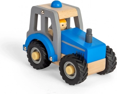 Blå trætraktor til børn