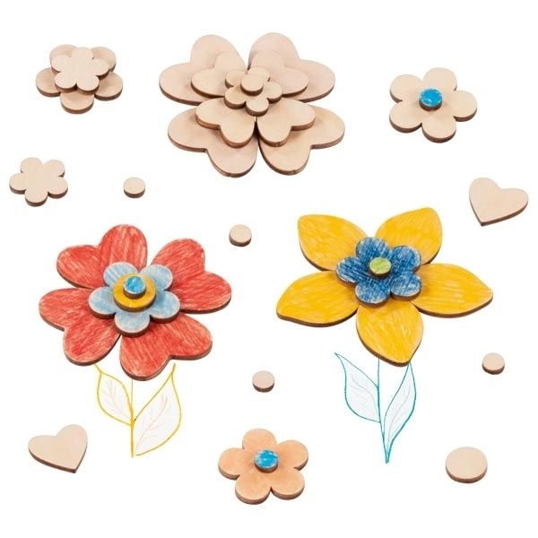 Træskiver - kreativ blomstersæt