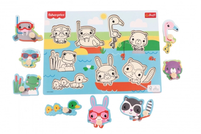 Træpuslespil Fisher-Price Dyr ved vandet