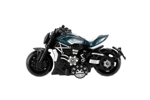 Motorcykel metal/plast 10 cm til tilbagespænding mix farver