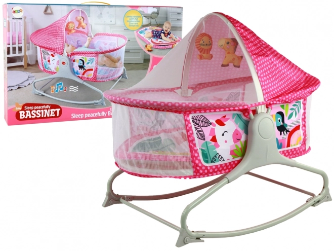 Multifunktionel Baby Seng med Vugge 2i1 i Pink Farve