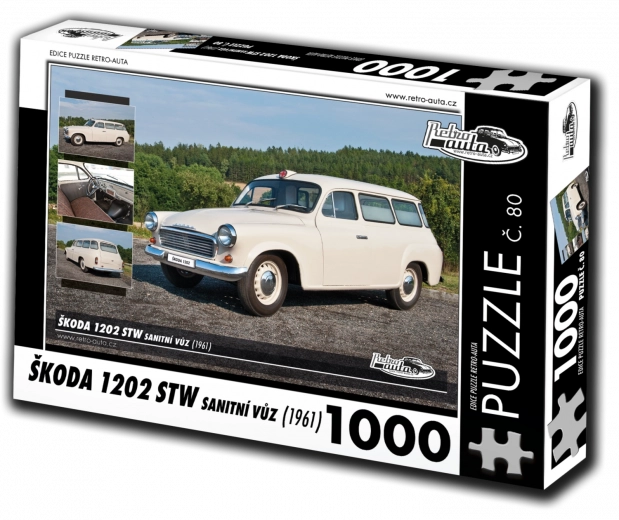 Puslespil retro-biler Škoda 1202 STW ambulancemodel 1000 brikker