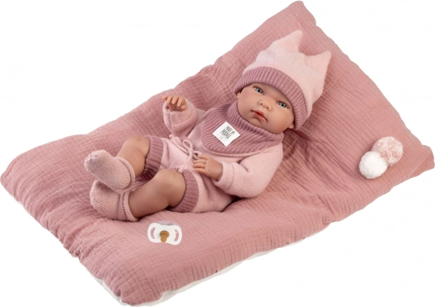 Realistisk babydukke New Born Pige med fuld vinylkrop 40 cm