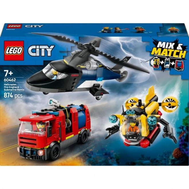 LEGOae City 60462 Remix: Helikopter, Brandbil og Ubåd