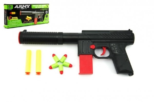 Skumpistol 2 stk + Prop-pistol 5 stk plastik 30 cm i kasse