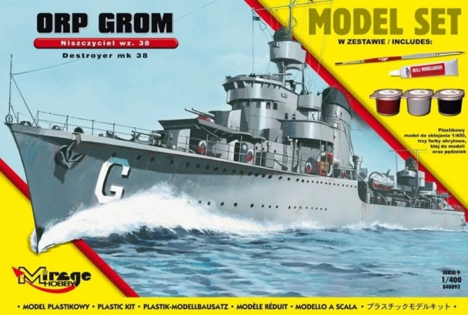 Model af den polske destroyer ORP Grom wz.38