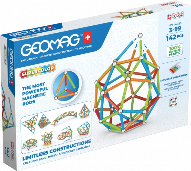 Geomag Supercolor byggesæt 142 dele af genanvendt plast