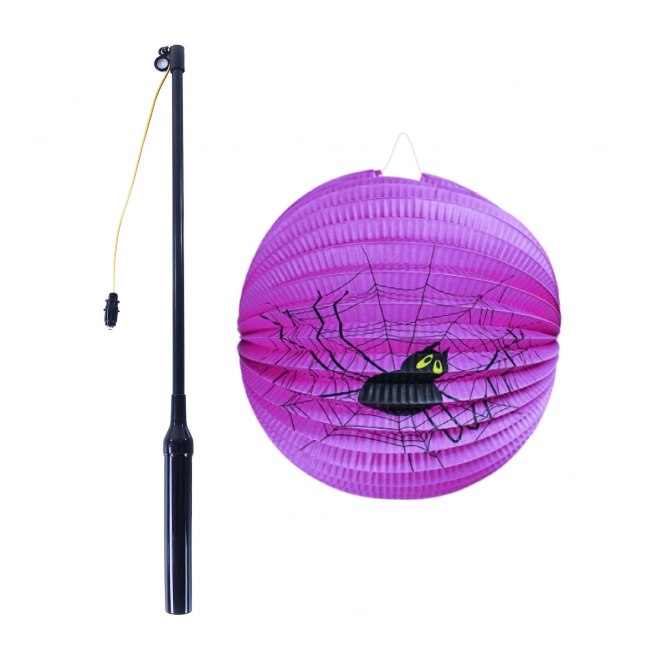 Halloween lanterne edderkop 25 cm med lysende stav 50 cm