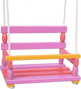 Trægynge til børn 40 × 30 cm, bæreevne 80 kg – Rosa