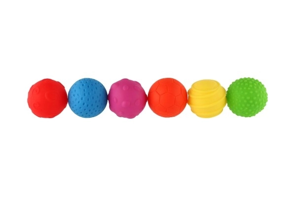 Sæt med 6 bolde med tekstur i gummi 6cm i boks 6m+