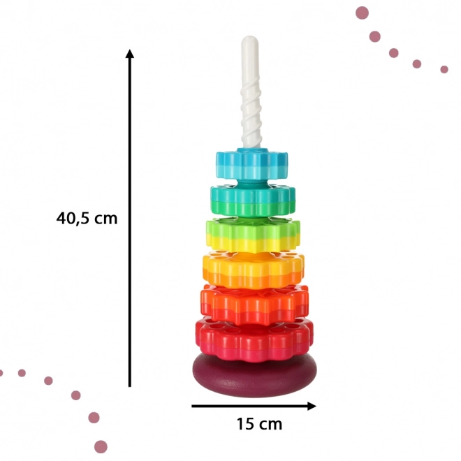Regnbuetårn med tandhjul og spiral