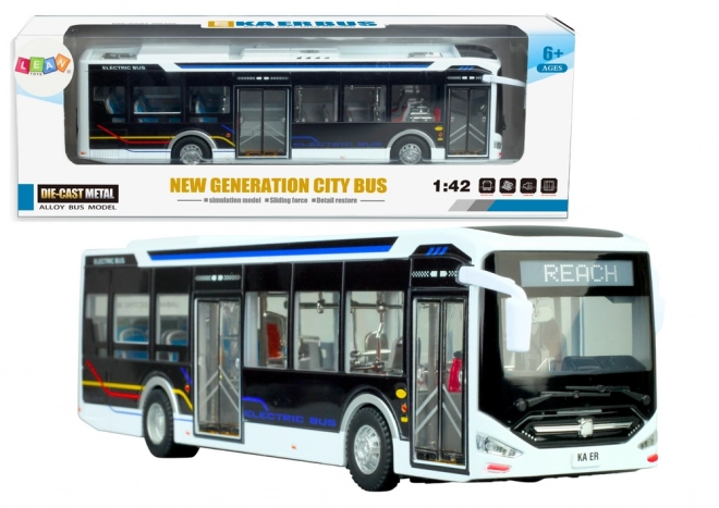 Elektrisk bybus 1:42 Metal lys hvid