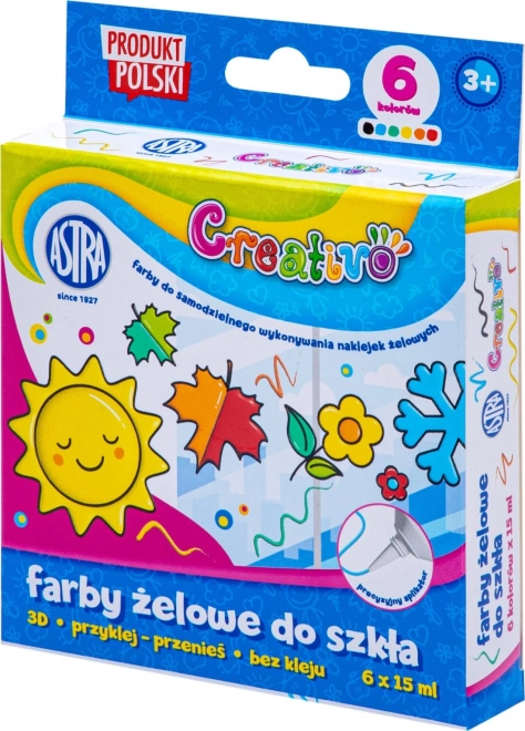 ASTRA CREATIVO gel-farver til glas 6×15 ml