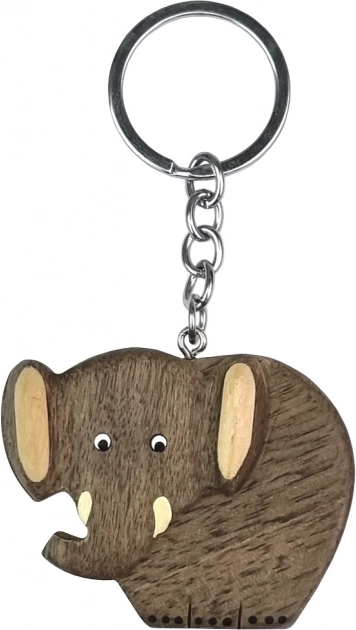 Stor træ-nøglering Elefant