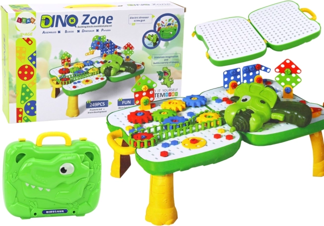 Kuffertbord Dino Zone byggesæt med boremaskine 249 dele