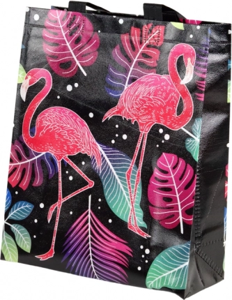Gavepose med flamingoer sort 30,5 × 24,5 × 10 cm