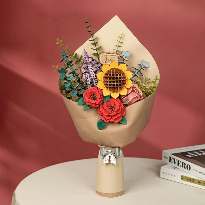 Træ 3D puslespil blomsterbuket Rowood