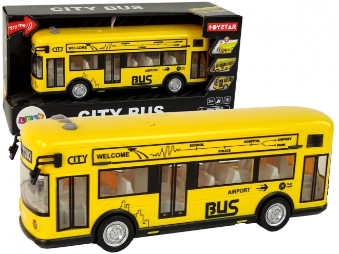 Gul bybus med friktionstræk 1:18