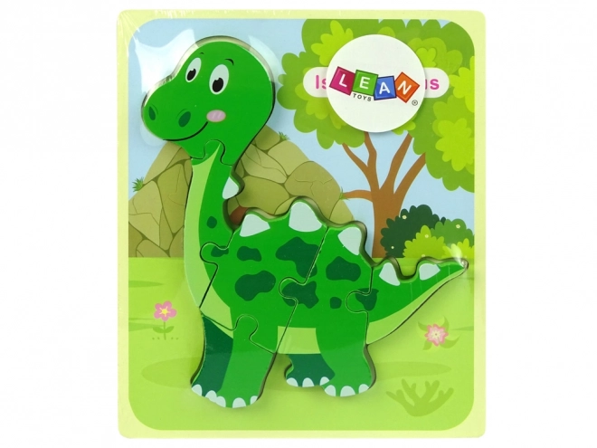 Træpuslespil Dinosaurus Isanosaurus Tyranosaurus Grøn