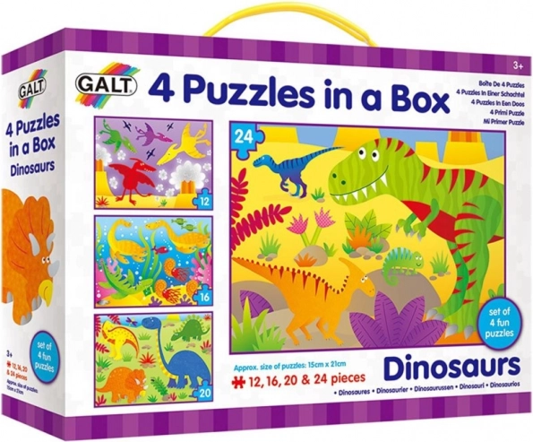 Galt puslespil I dinosaurernes land 4 i 1 (12–24 brikker)