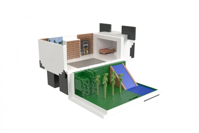 Sæt af Minecraft figurer spillehus med panda + 2 figurer