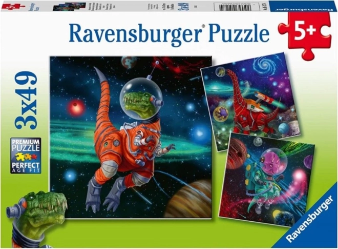 Puslespil RAVENSBURGER dinosaurer i rummet 3×49 brikker