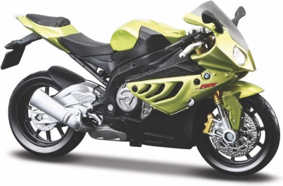 BMW S 1000RR motorcykelmodel med sokkel 1/18
