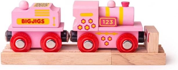 Rosa lokomotiv med tender BIGJIGS Rail