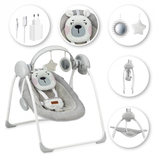 Vippestol med melodier MoMi LISS bjørn pink
