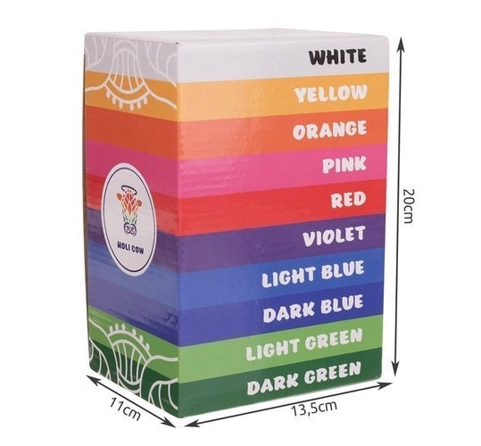Farvet Holi pulver - 10 x 100 g