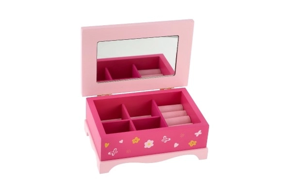 Smykkeskrin Princess spejl træ 17x7x11,5cm i kasse