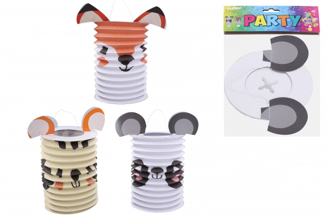 Lampion cylinder med dyremotiver 15 cm