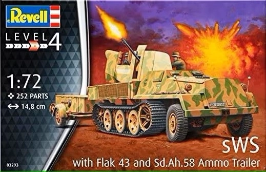 Plastmodel SWS med Flak43 og SD AH58 ammu-trailer