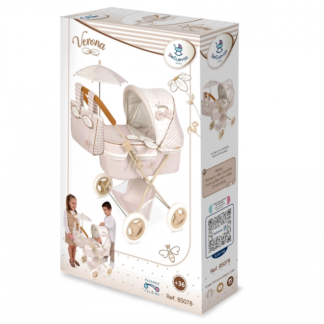 Sammenklappelig dukkevogn med parasol og taske Verona 60 cm