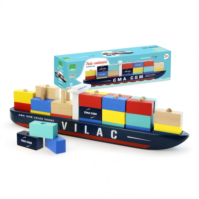 Vilac Træpuslespil container-skib CMA CGM Jules Verne