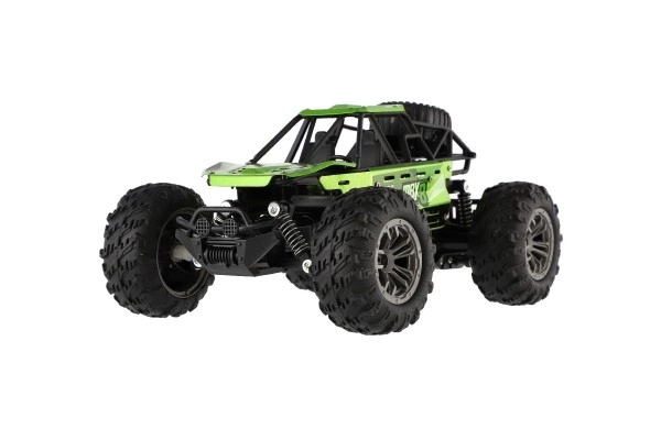 Auto RC buggy terræn grøn 22cm plast 2,4GHz med batteri + opladningspakke i kasse 32x16x18cm