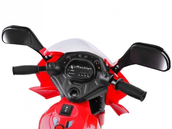 Børne sportsmotorcykel med farverigt LED lys – Rød