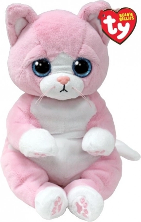 Plysbamse TY Beanie Bellies lyserød kat 24 cm