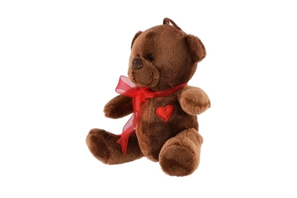 Plys bamse med sløjfe og hjerte 12 cm