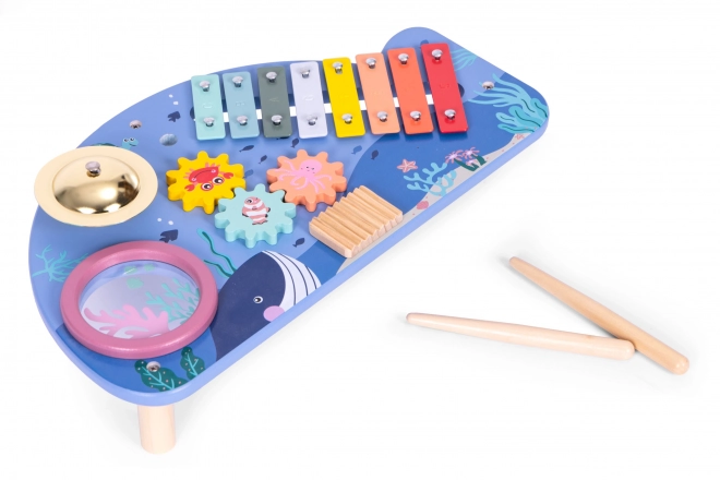 Musikbord med xylofon, bækkener, tamburin og rangle havverden ECOTOYS