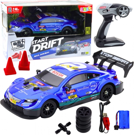 RC racerbil til drift blå 30 km/t 1:16