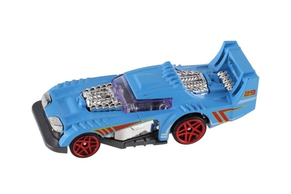 Auto racer 6 stk metal/plastik 8 cm i fri bevægelse i kasse 10,5x27,5x4 cm
