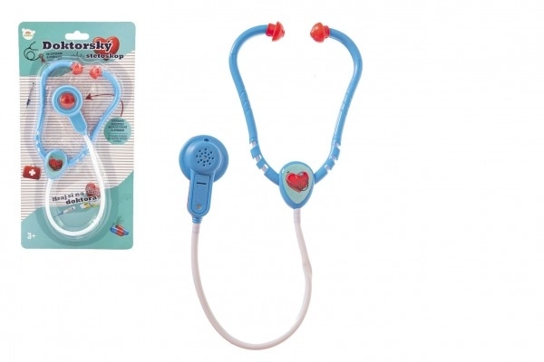 Doktor/læge stetoskop plast 53cm med batteri med lys og lyd på kort 17x34x3cm