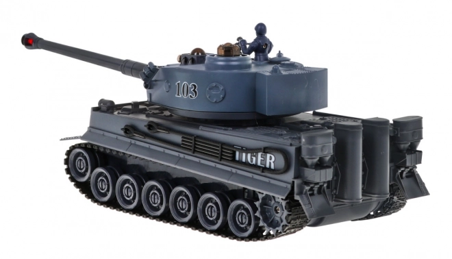 Fjernstyrede 2 tanke T-34 vs. Tiger til børn 3+ Skydemodeller 1:28 + Stor tankkamp + Lysende lyde
